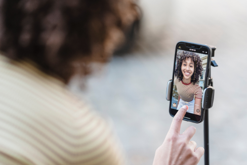 a girl with a phone